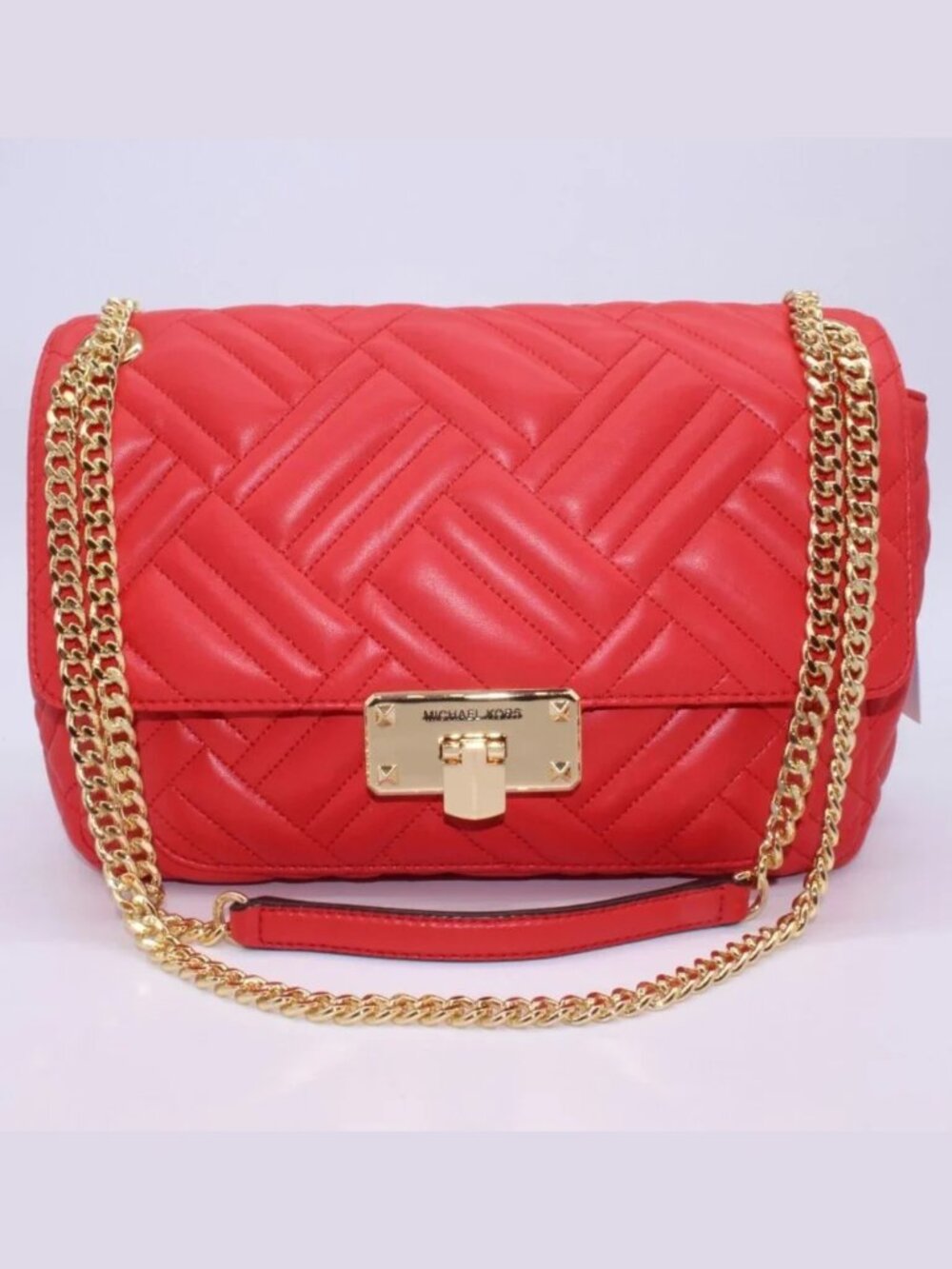 Michael Kors Shoulder Bag Purse Logo Satchel Pink Quilted Leather New